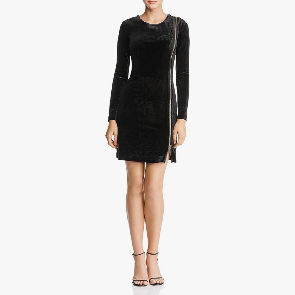 French Connection Velvet Zip Sheath Dress